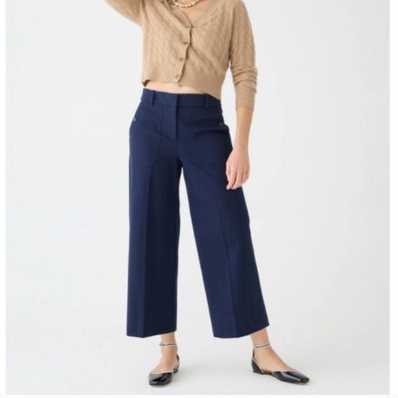 J. Crew Sydney Wide Leg Pant In Bi Stretch Cotton - Picture 1 of 9